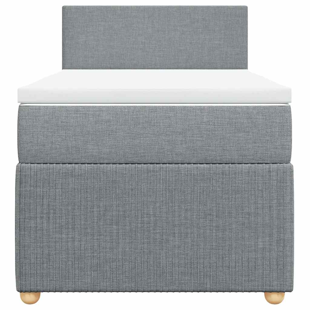 Κρεβάτι Boxspring με Στρώμα Ανοιχτό Γκρι 90x190 εκ. Υφασμάτινο - Pakobazaar