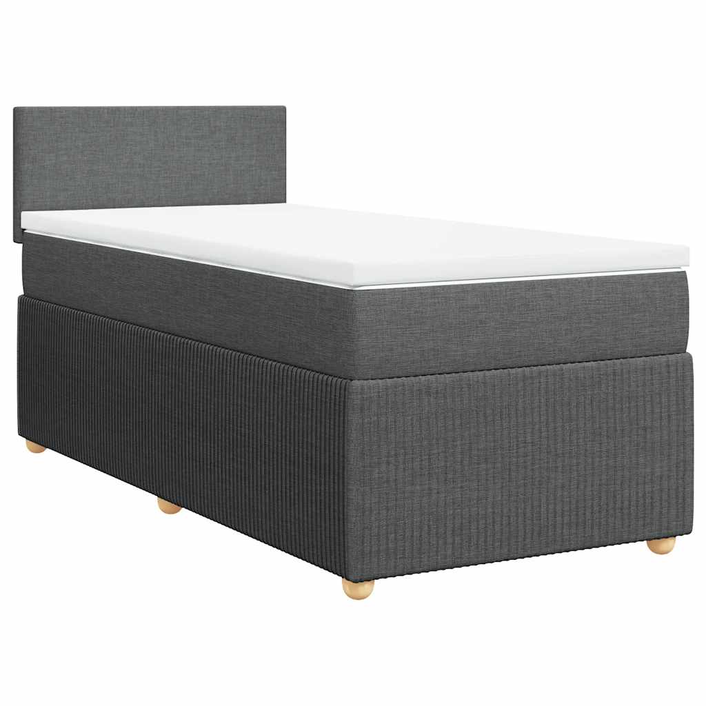 Κρεβάτι Boxspring με Στρώμα Σκούρο Γκρι 90x190 εκ. Υφασμάτινο - Pakobazaar