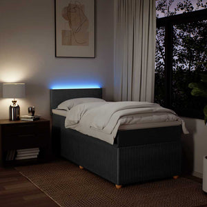 Κρεβάτι Boxspring με Στρώμα Σκούρο Γκρι 90x190 εκ. Υφασμάτινο - Pakobazaar