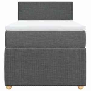 Κρεβάτι Boxspring με Στρώμα Σκούρο Γκρι 90x190 εκ. Υφασμάτινο - Pakobazaar