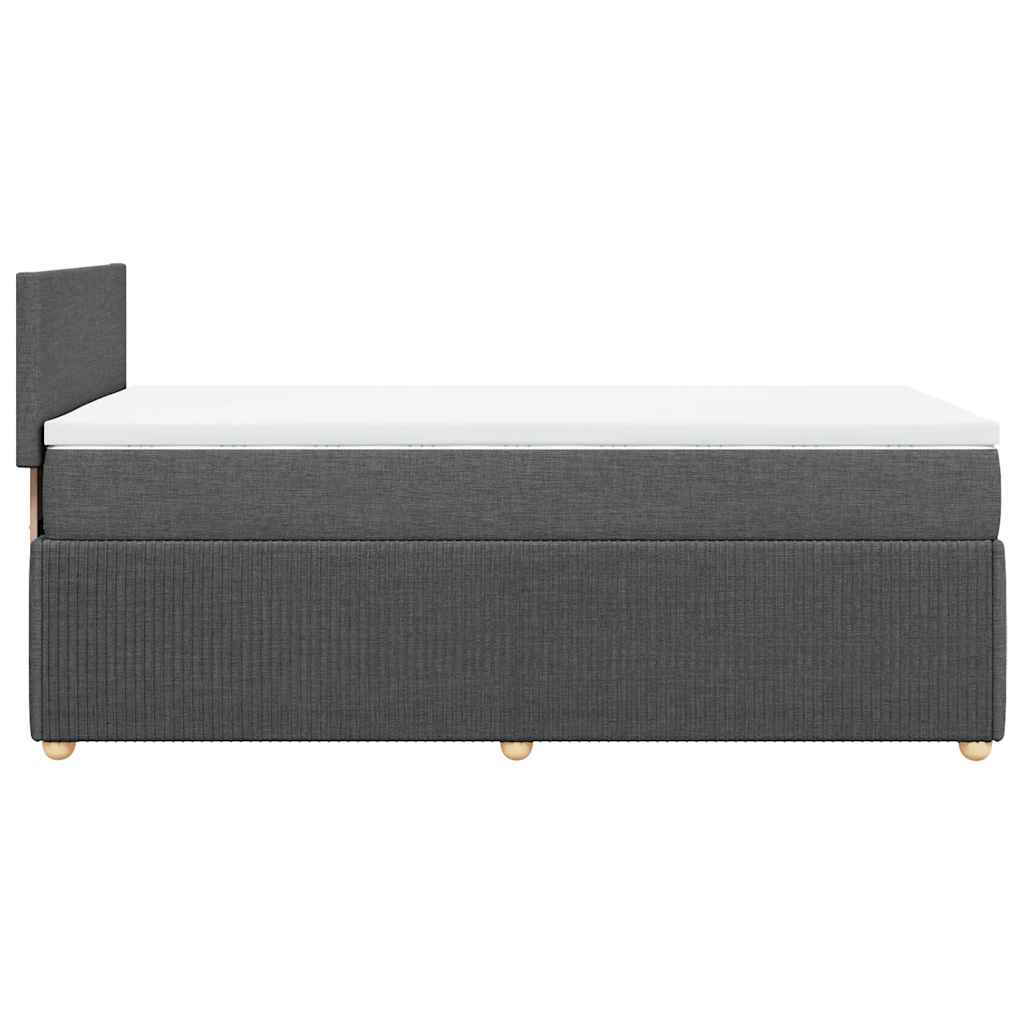 Κρεβάτι Boxspring με Στρώμα Σκούρο Γκρι 90x190 εκ. Υφασμάτινο - Pakobazaar