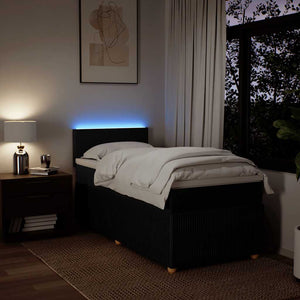 Κρεβάτι Boxspring με Στρώμα Μαύρο 90x190 εκ.Υφασμάτινο - Pakobazaar