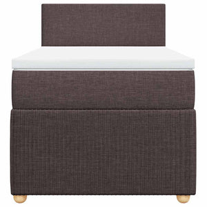 Κρεβάτι Boxspring με Στρώμα Σκούρο Καφέ 90x190 εκ. Υφασμάτινο