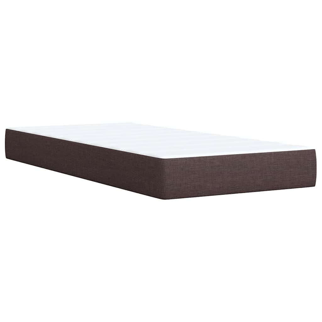 Κρεβάτι Boxspring με Στρώμα Σκούρο Καφέ 90x190 εκ. Υφασμάτινο