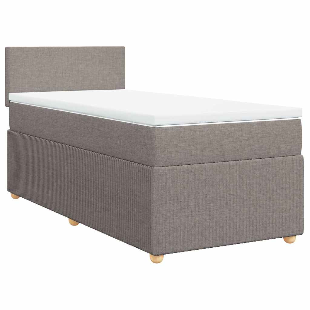 Κρεβάτι Boxspring με Στρώμα Taupe 90x190 εκ.Υφασμάτινο - Pakobazaar