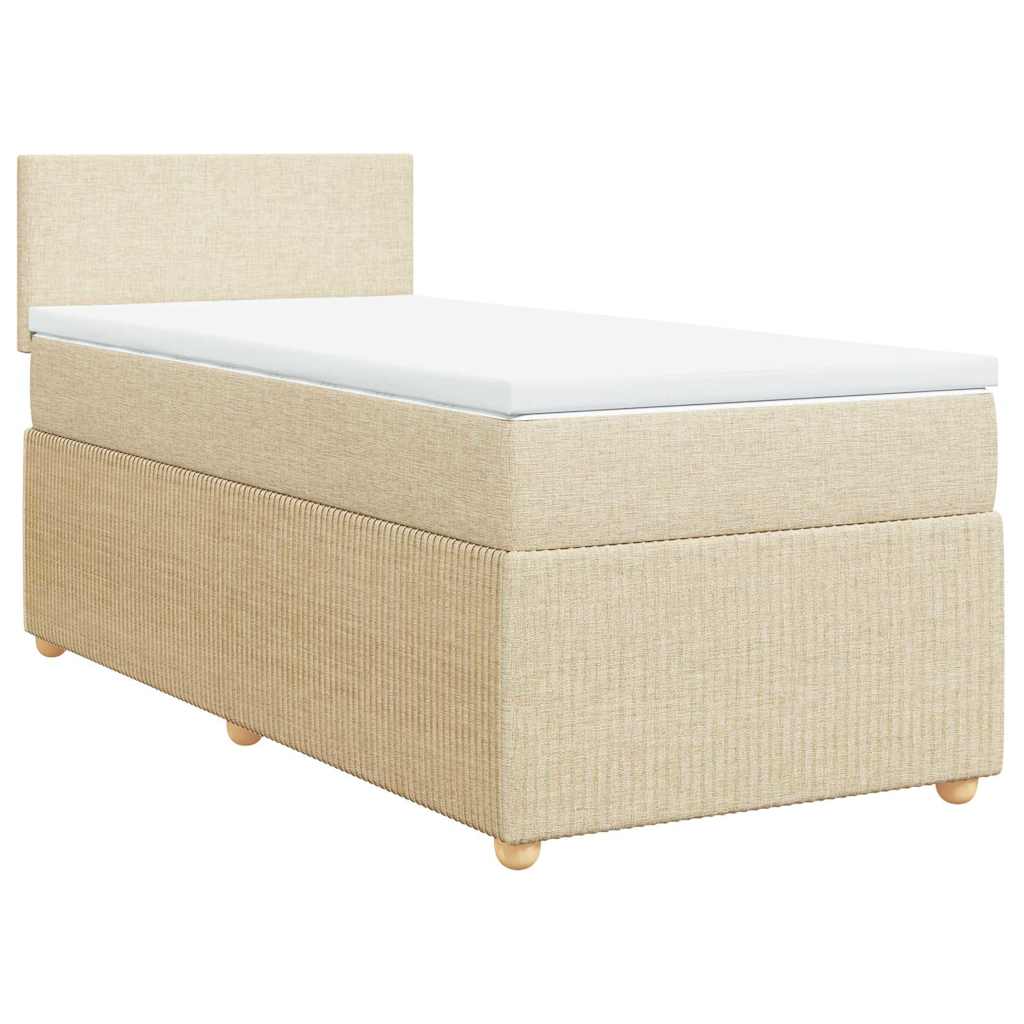 Κρεβάτι Boxspring με Στρώμα Κρεμ 90x190 εκ.Υφασμάτινο - Pakobazaar