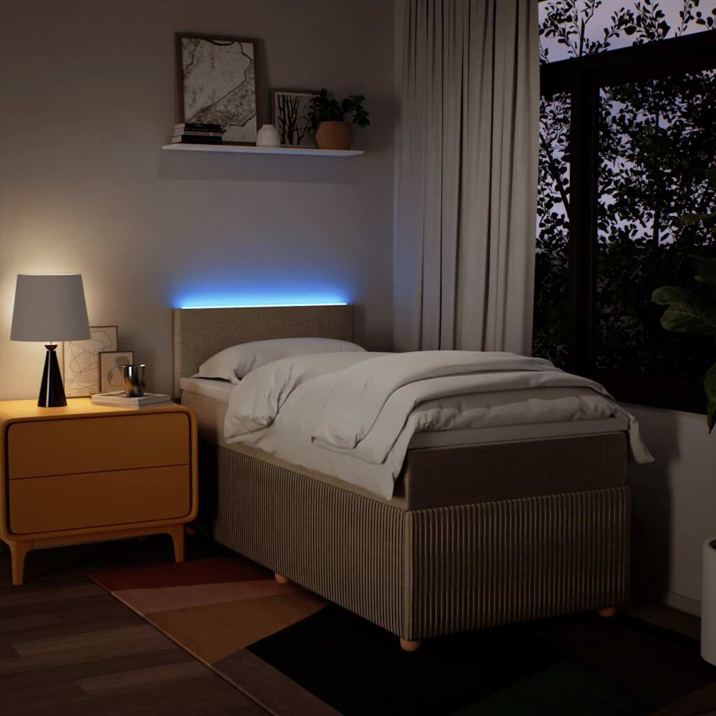 Κρεβάτι Boxspring με Στρώμα Κρεμ 90x190 εκ.Υφασμάτινο - Pakobazaar