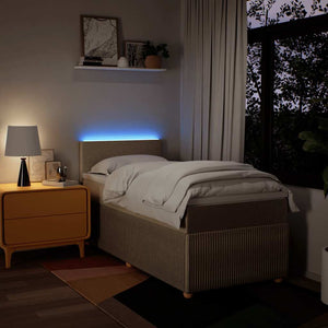 Κρεβάτι Boxspring με Στρώμα Κρεμ 90x190 εκ.Υφασμάτινο - Pakobazaar
