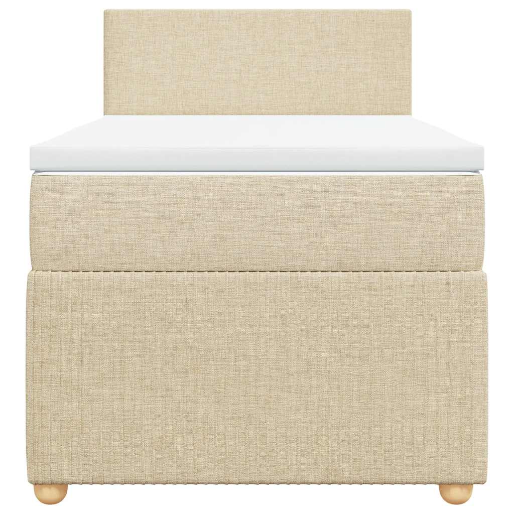 Κρεβάτι Boxspring με Στρώμα Κρεμ 90x190 εκ.Υφασμάτινο - Pakobazaar