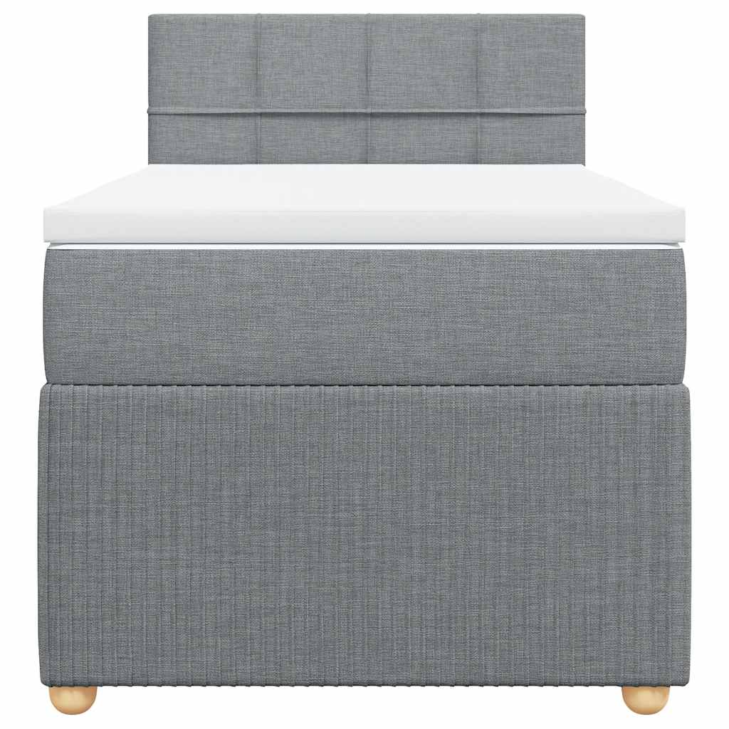 Κρεβάτι Boxspring με Στρώμα Ανοιχτό Γκρι 90x190 εκ. Υφασμάτινο - Pakobazaar