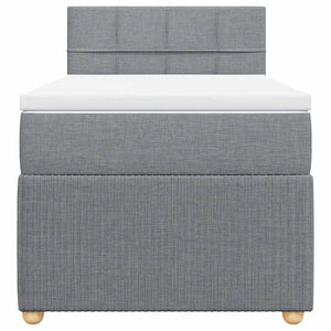 Κρεβάτι Boxspring με Στρώμα Ανοιχτό Γκρι 90x190 εκ. Υφασμάτινο - Pakobazaar