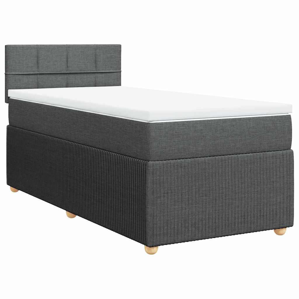 Κρεβάτι Boxspring με Στρώμα Σκούρο Γκρι 90x190 εκ. Υφασμάτινο - Pakobazaar