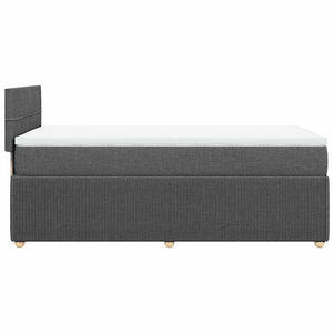 Κρεβάτι Boxspring με Στρώμα Σκούρο Γκρι 90x190 εκ. Υφασμάτινο - Pakobazaar