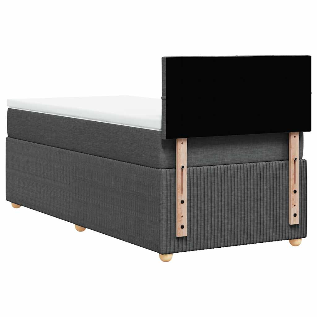 Κρεβάτι Boxspring με Στρώμα Σκούρο Γκρι 90x190 εκ. Υφασμάτινο - Pakobazaar