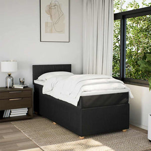 Κρεβάτι Boxspring με Στρώμα Μαύρο 90x190 εκ.Υφασμάτινο