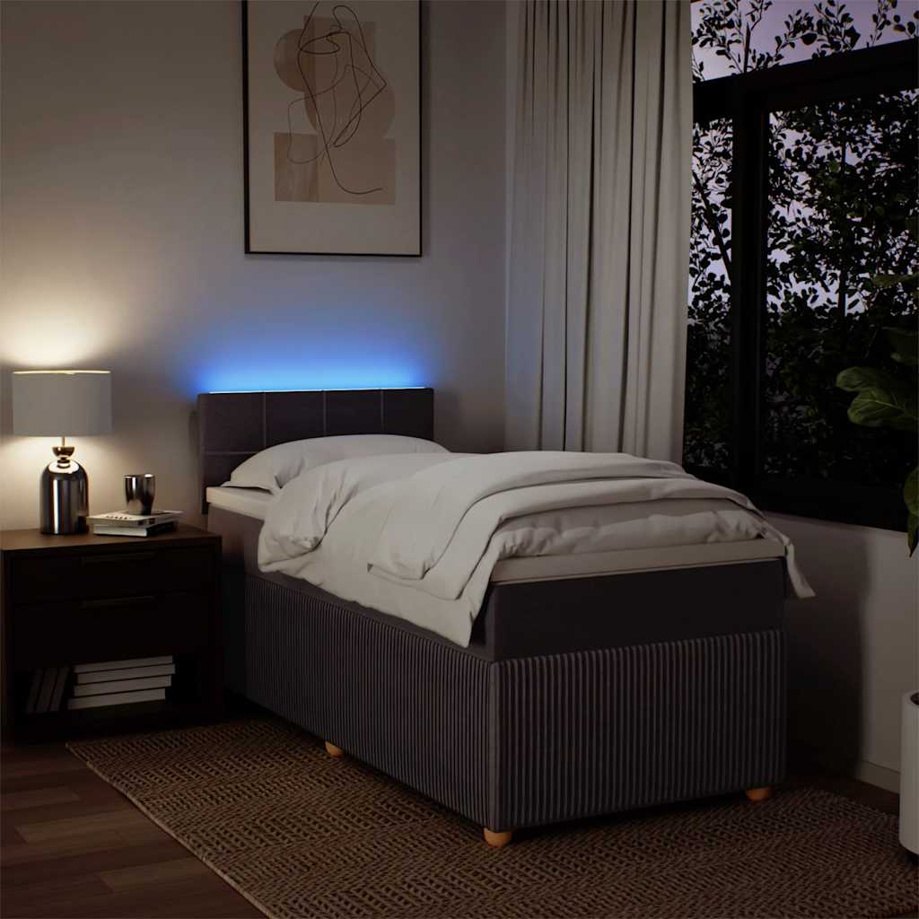 Κρεβάτι Boxspring με Στρώμα Σκούρο Καφέ 90x190 εκ. Υφασμάτινο