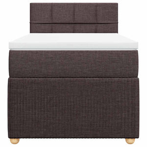 Κρεβάτι Boxspring με Στρώμα Σκούρο Καφέ 90x190 εκ. Υφασμάτινο