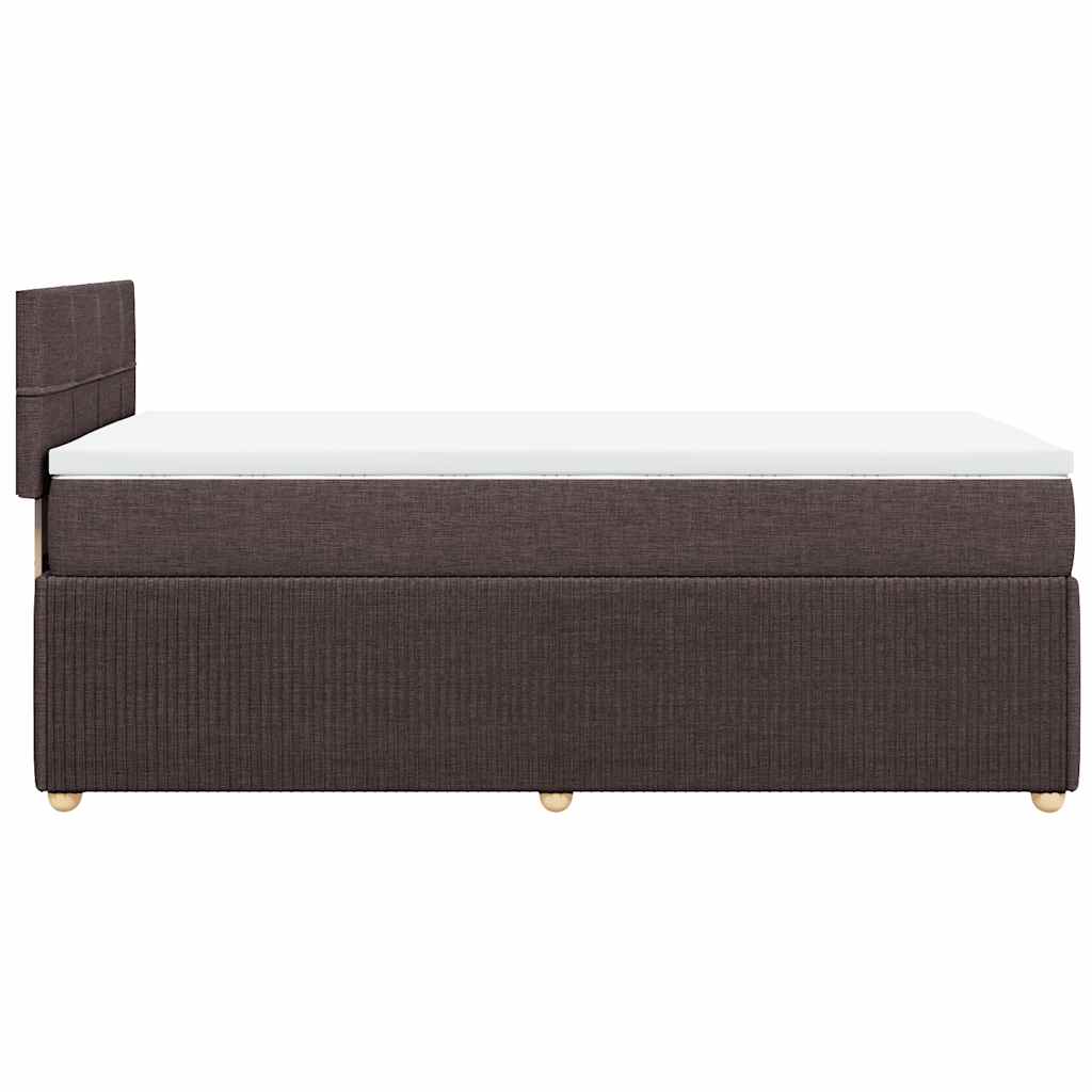 Κρεβάτι Boxspring με Στρώμα Σκούρο Καφέ 90x190 εκ. Υφασμάτινο