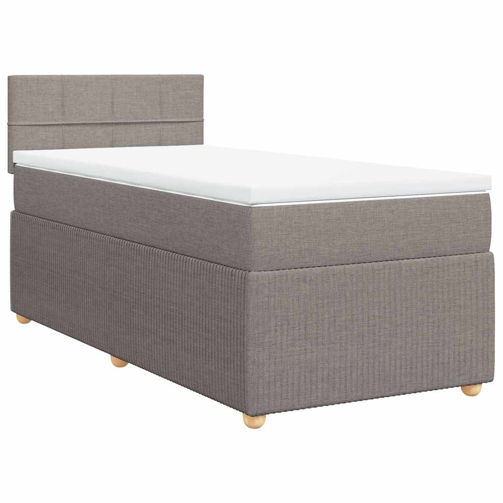 Κρεβάτι Boxspring με Στρώμα Taupe 90x190 εκ.Υφασμάτινο - Pakobazaar