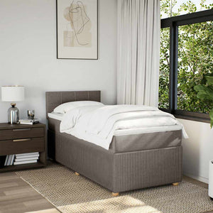 Κρεβάτι Boxspring με Στρώμα Taupe 90x190 εκ.Υφασμάτινο - Pakobazaar