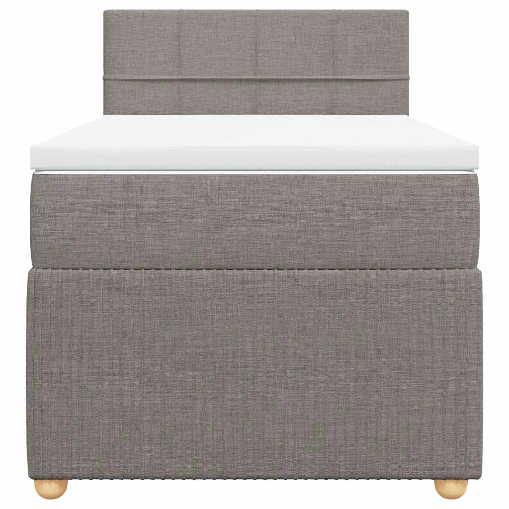 Κρεβάτι Boxspring με Στρώμα Taupe 90x190 εκ.Υφασμάτινο - Pakobazaar