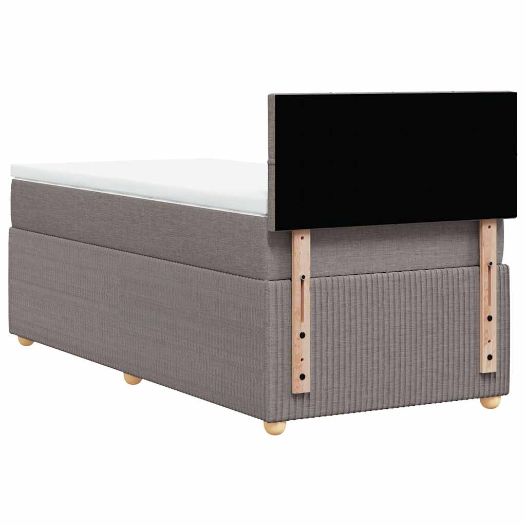 Κρεβάτι Boxspring με Στρώμα Taupe 90x190 εκ.Υφασμάτινο - Pakobazaar