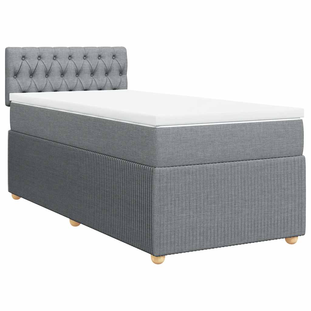 Κρεβάτι Boxspring με Στρώμα Ανοιχτό Γκρι 90x190 εκ. Υφασμάτινο - Pakobazaar