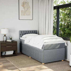 Κρεβάτι Boxspring με Στρώμα Ανοιχτό Γκρι 90x190 εκ. Υφασμάτινο - Pakobazaar