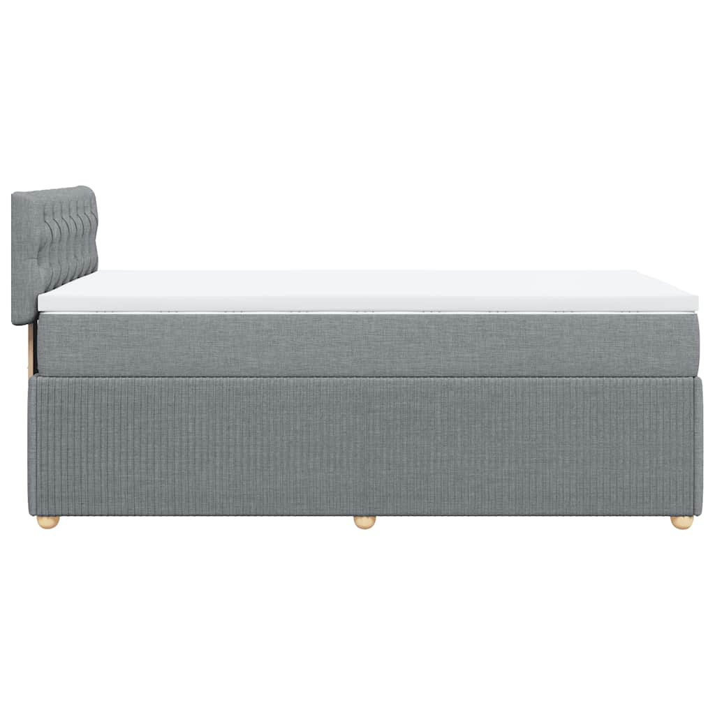 Κρεβάτι Boxspring με Στρώμα Ανοιχτό Γκρι 90x190 εκ. Υφασμάτινο - Pakobazaar