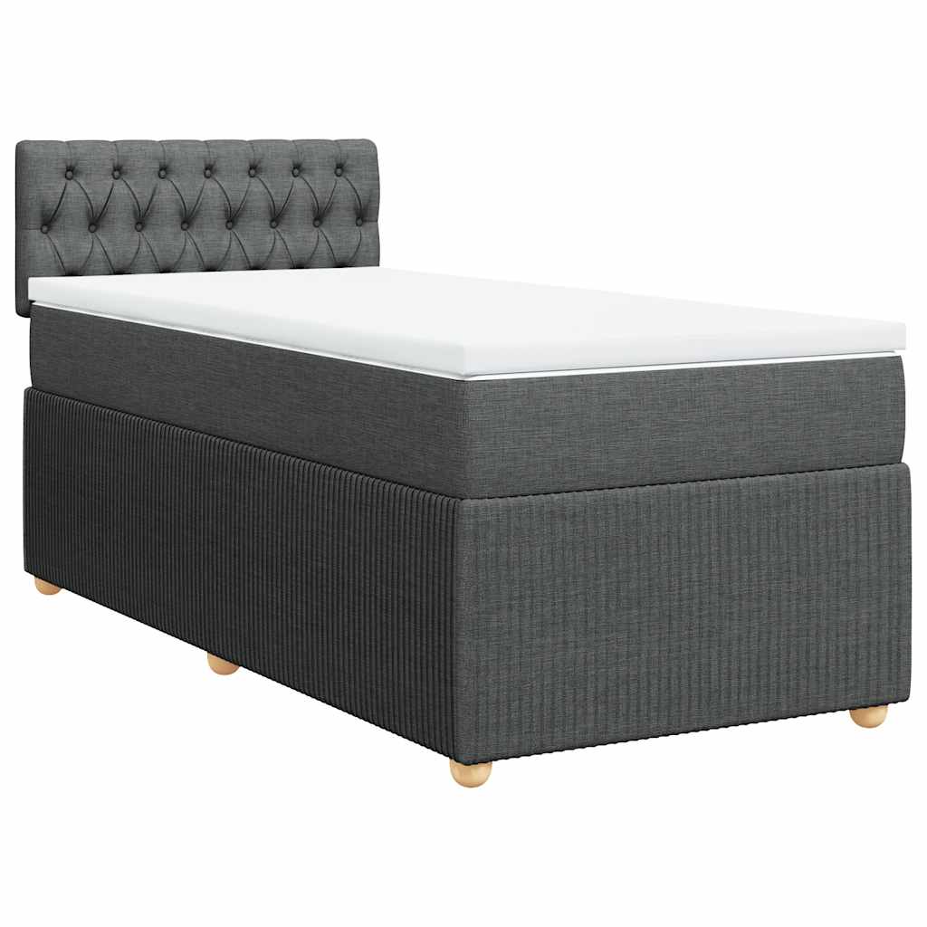 Κρεβάτι Boxspring με Στρώμα Σκούρο Γκρι 90x190 εκ. Υφασμάτινο - Pakobazaar