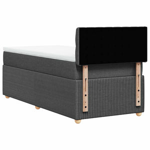 Κρεβάτι Boxspring με Στρώμα Σκούρο Γκρι 90x190 εκ. Υφασμάτινο - Pakobazaar