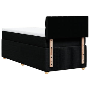 Κρεβάτι Boxspring με Στρώμα Μαύρο 90x190 εκ.Υφασμάτινο - Pakobazaar