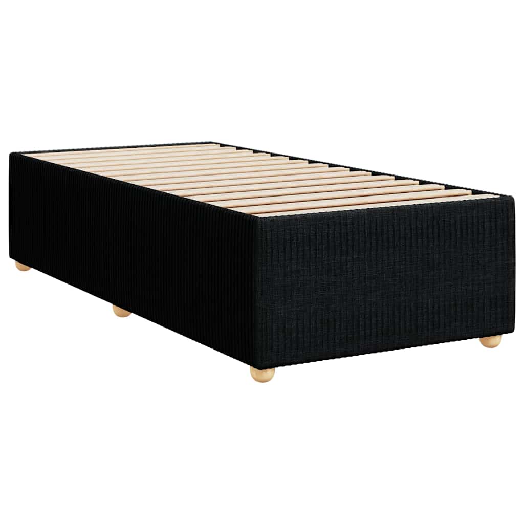 Κρεβάτι Boxspring με Στρώμα Μαύρο 90x190 εκ.Υφασμάτινο - Pakobazaar