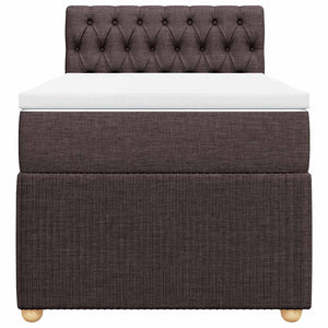 Κρεβάτι Boxspring με Στρώμα Σκούρο Καφέ 90x190 εκ. Υφασμάτινο - Pakobazaar