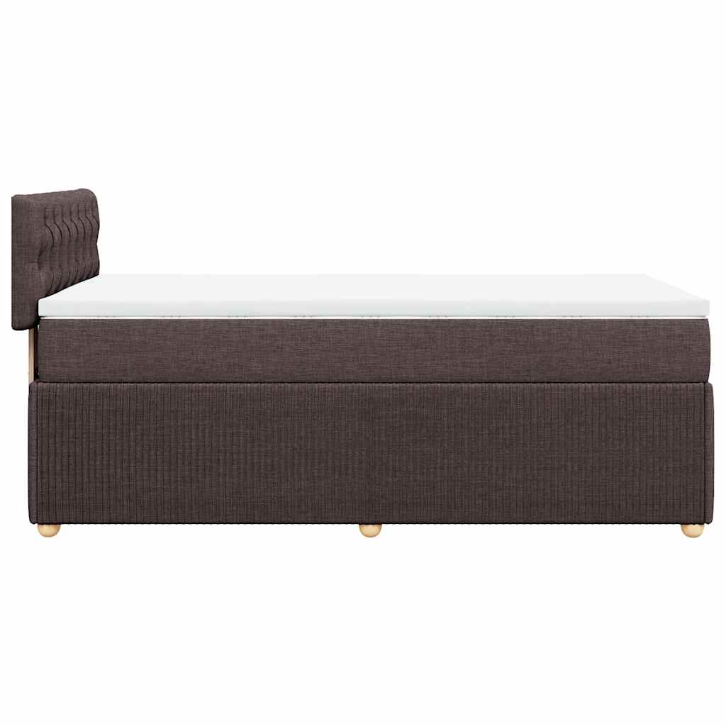 Κρεβάτι Boxspring με Στρώμα Σκούρο Καφέ 90x190 εκ. Υφασμάτινο - Pakobazaar