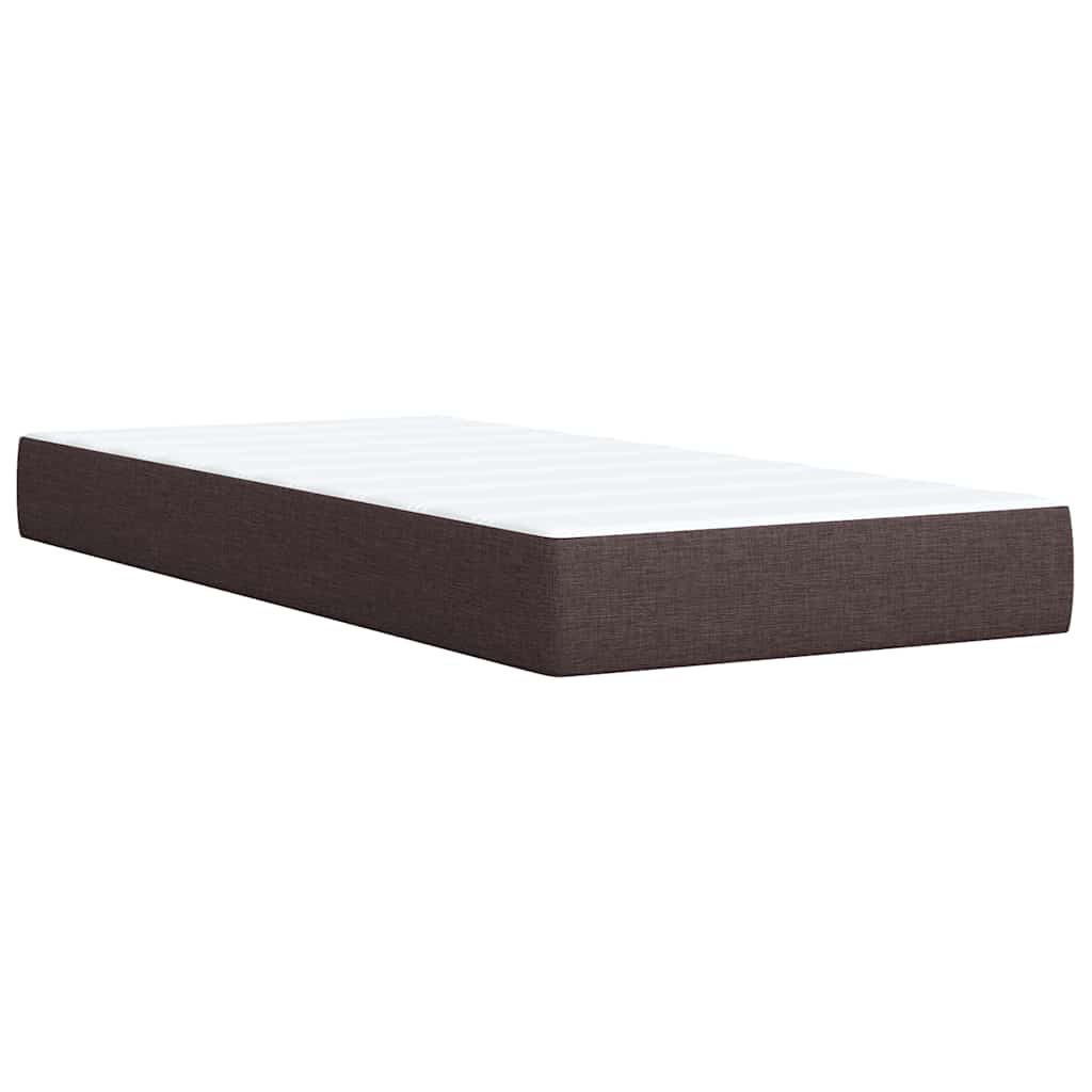 Κρεβάτι Boxspring με Στρώμα Σκούρο Καφέ 90x190 εκ. Υφασμάτινο - Pakobazaar