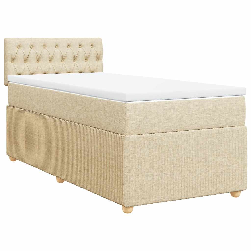 Κρεβάτι Boxspring με Στρώμα Κρεμ 90x190 εκ.Υφασμάτινο