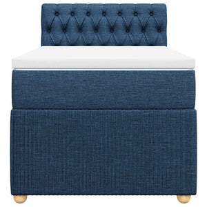 Κρεβάτι Boxspring με Στρώμα Μπλε 90x190 εκ.Υφασμάτινο - Pakobazaar