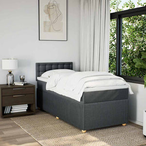 Κρεβάτι Boxspring με Στρώμα Σκούρο Γκρι 90x190 εκ. Υφασμάτινο - Pakobazaar