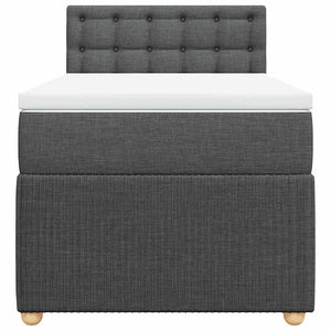 Κρεβάτι Boxspring με Στρώμα Σκούρο Γκρι 90x190 εκ. Υφασμάτινο - Pakobazaar