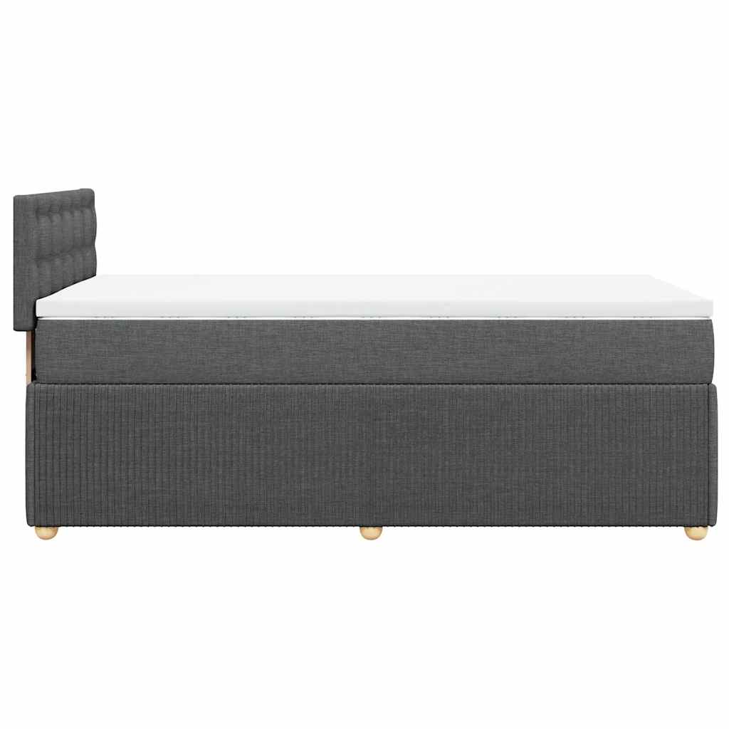 Κρεβάτι Boxspring με Στρώμα Σκούρο Γκρι 90x190 εκ. Υφασμάτινο - Pakobazaar