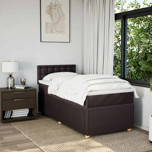 Κρεβάτι Boxspring με Στρώμα Σκούρο Καφέ 90x190 εκ. Υφασμάτινο
