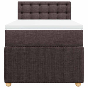 Κρεβάτι Boxspring με Στρώμα Σκούρο Καφέ 90x190 εκ. Υφασμάτινο
