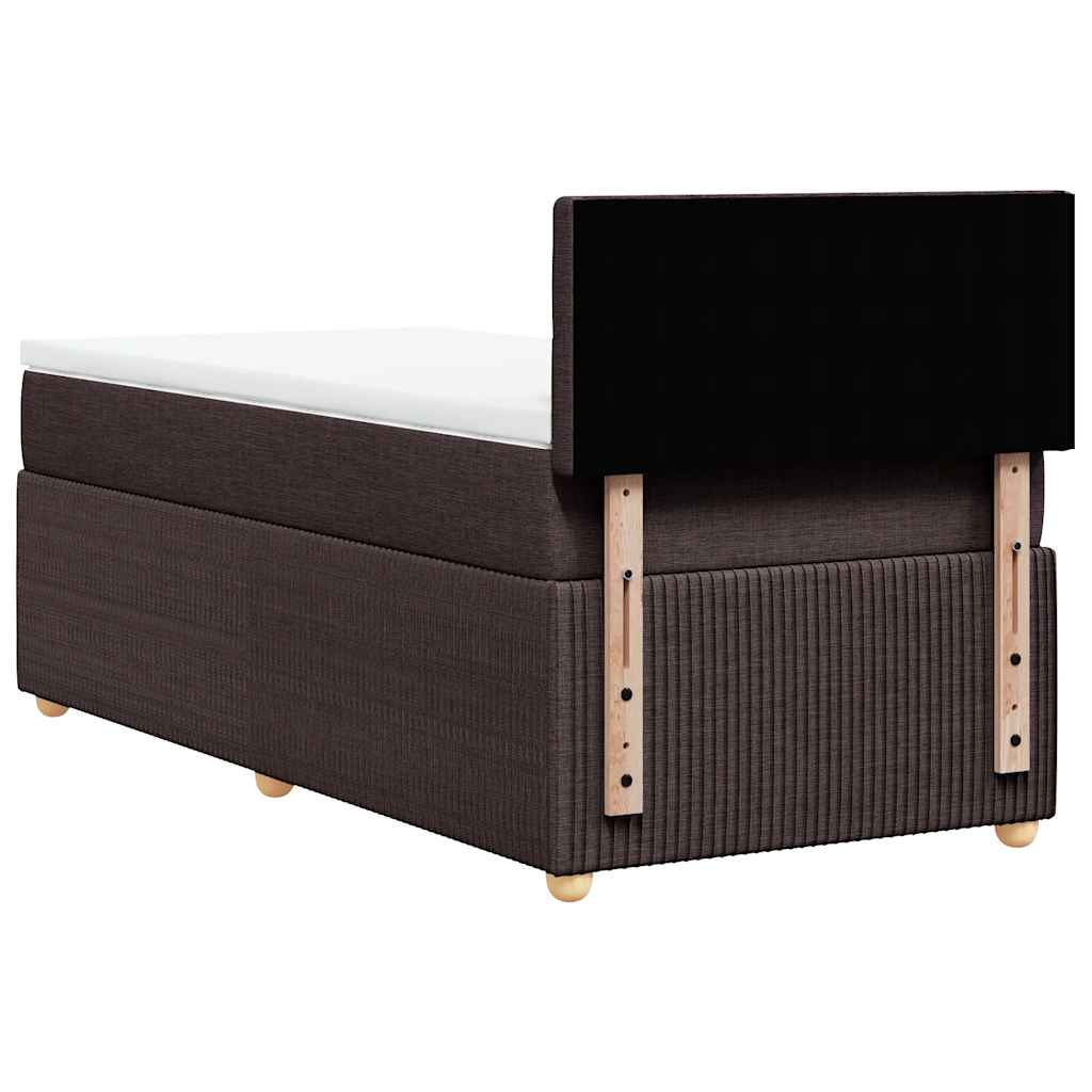 Κρεβάτι Boxspring με Στρώμα Σκούρο Καφέ 90x190 εκ. Υφασμάτινο