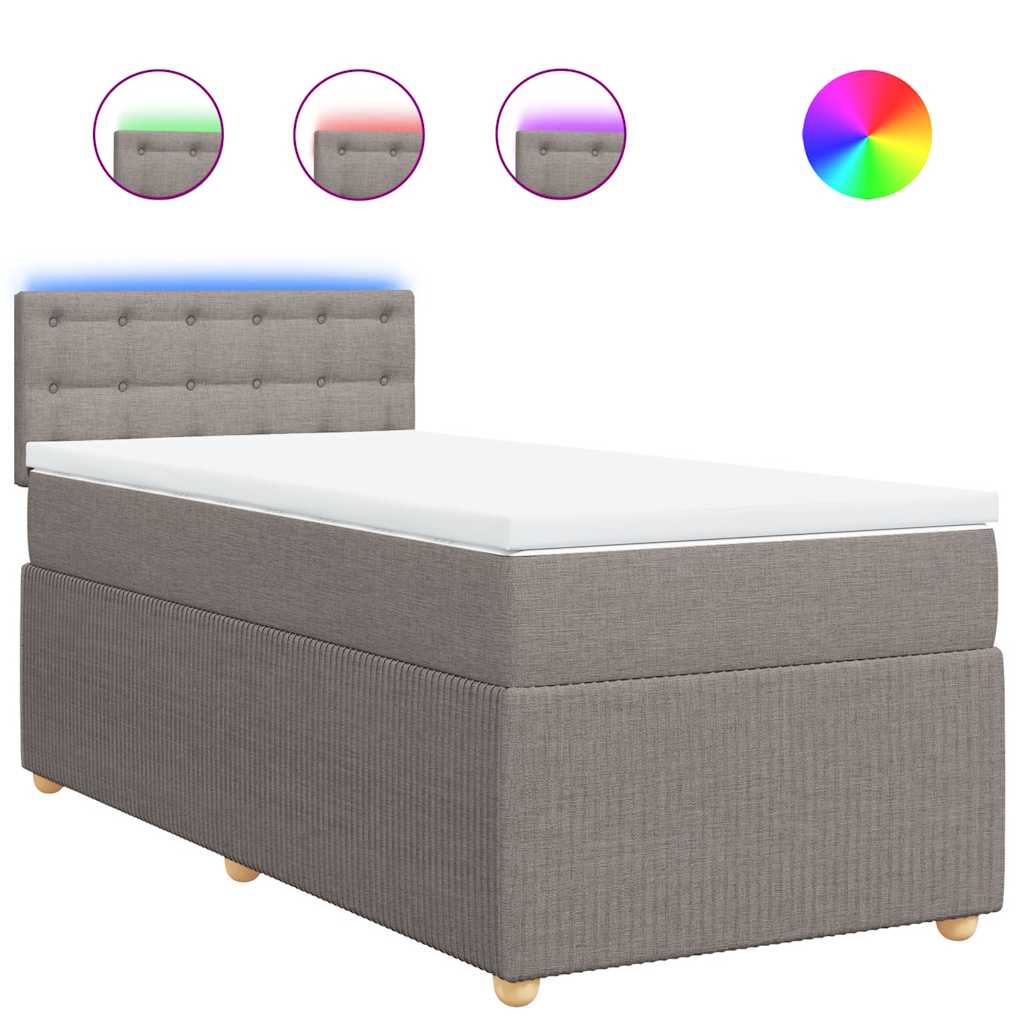 Κρεβάτι Boxspring με Στρώμα Taupe 90x190 εκ.Υφασμάτινο - Pakobazaar