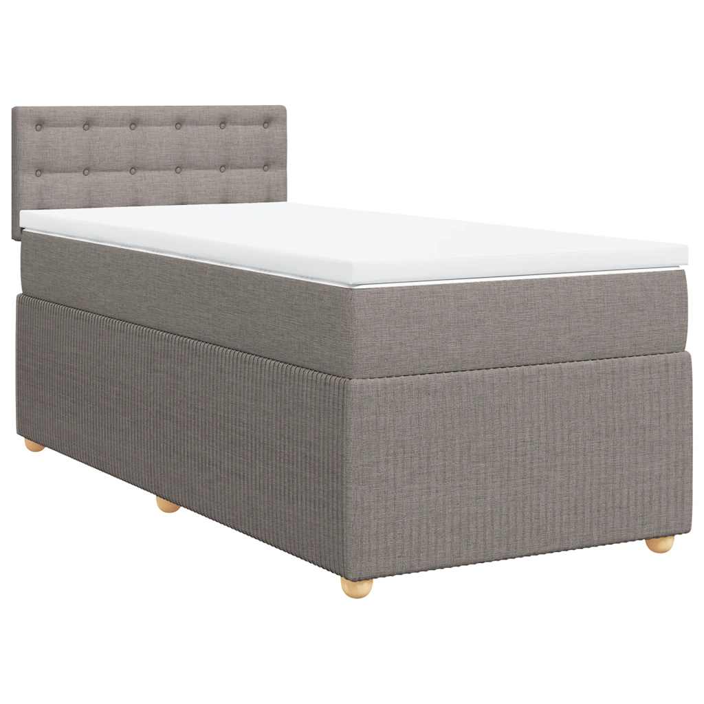 Κρεβάτι Boxspring με Στρώμα Taupe 90x190 εκ.Υφασμάτινο - Pakobazaar
