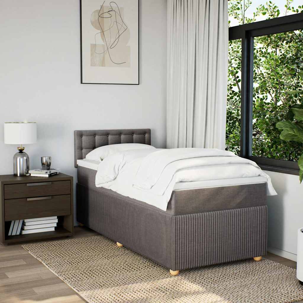Κρεβάτι Boxspring με Στρώμα Taupe 90x190 εκ.Υφασμάτινο - Pakobazaar