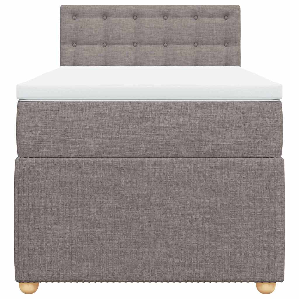 Κρεβάτι Boxspring με Στρώμα Taupe 90x190 εκ.Υφασμάτινο - Pakobazaar