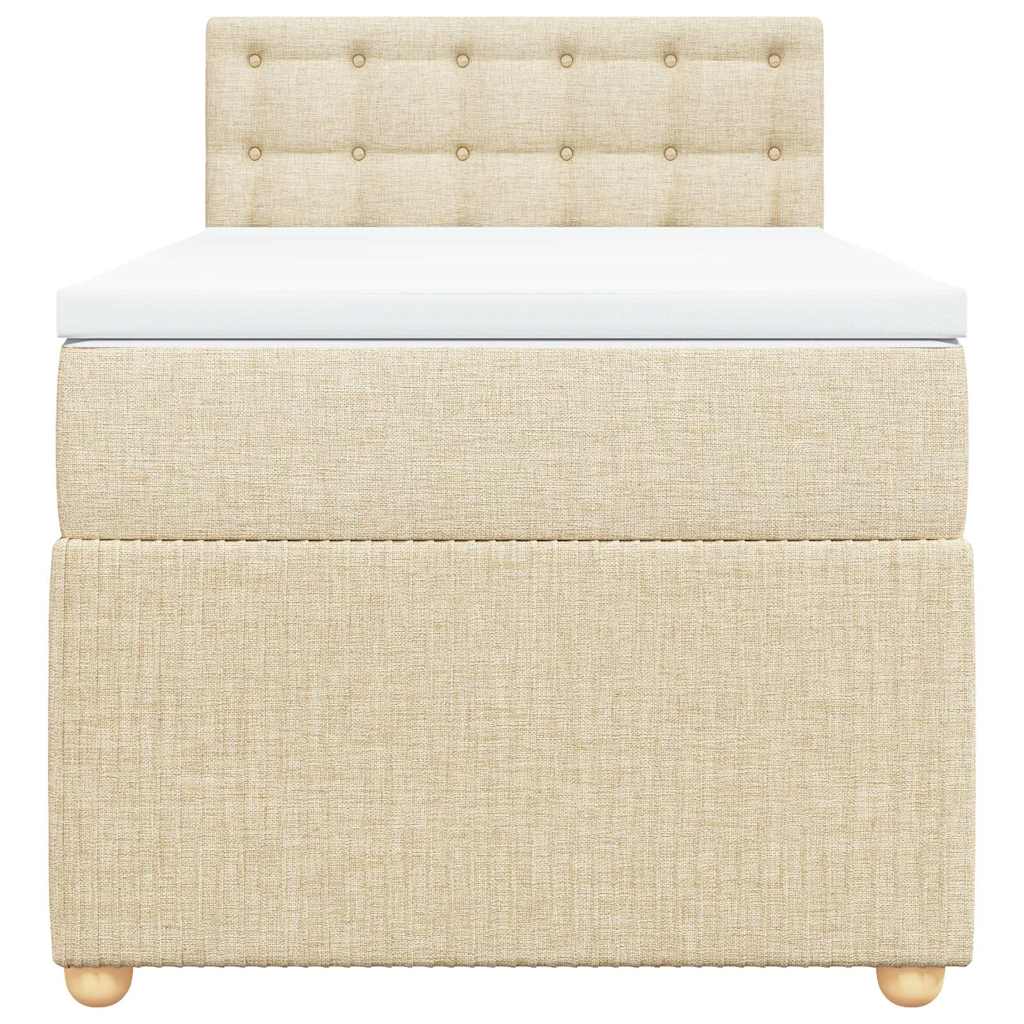 Κρεβάτι Boxspring με Στρώμα Κρεμ 90x190 εκ.Υφασμάτινο - Pakobazaar
