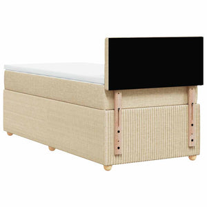 Κρεβάτι Boxspring με Στρώμα Κρεμ 90x190 εκ.Υφασμάτινο - Pakobazaar